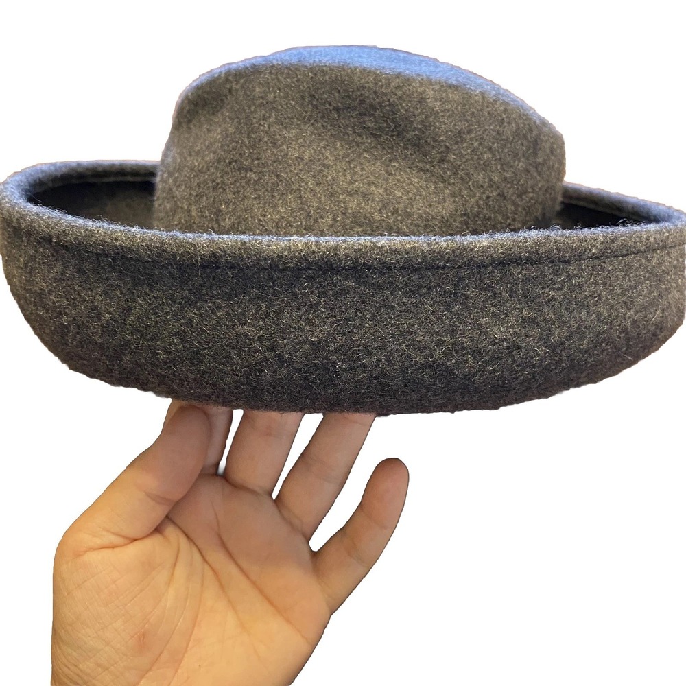 Vtg Fedora Bucket Top Hat 100% Wool Grey Old Country Road OSF academia Preppy